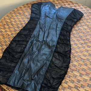 Vintage Bebe Leather Panel Strapless Dress